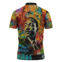 Martin Luther King Jr Zipper Polo Shirt Colorful Street Art Portrait Black History Graffiti Style - Wonder Print Shop