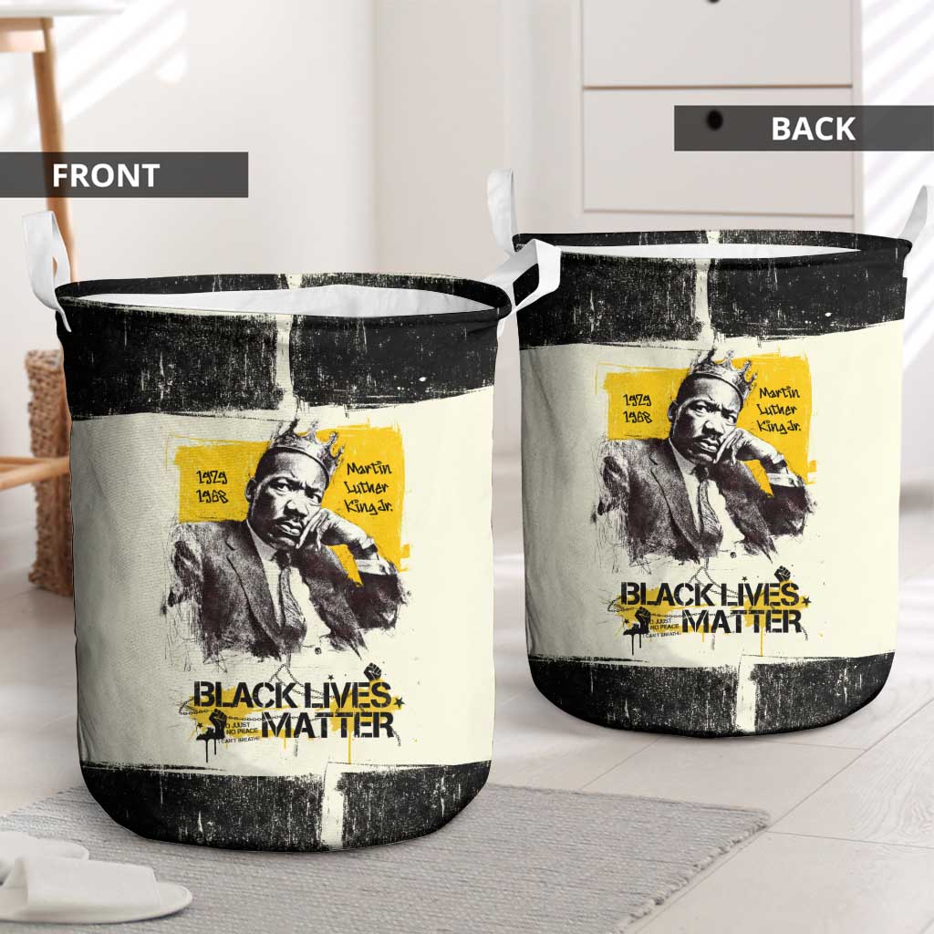 Martin Luther King Jr Laundry Basket Black Lives Matter Street Art Portrait Civil Rights Tribute Bold Striped - Wonder Print Shop
