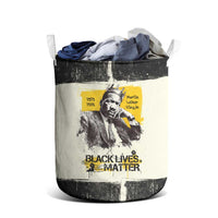 Martin Luther King Jr Laundry Basket Black Lives Matter Street Art Portrait Civil Rights Tribute Bold Striped - Wonder Print Shop