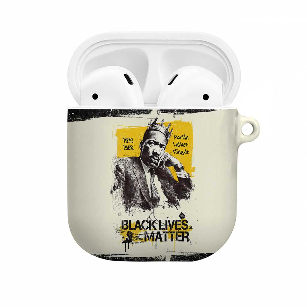 Martin Luther King Jr AirPods Case Black Lives Matter Street Art Portrait Civil Rights Tribute Bold Striped - Wonder Print Shop