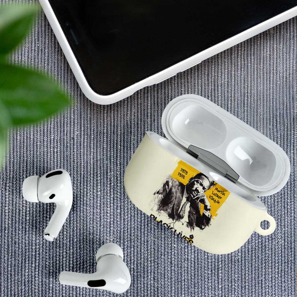 Martin Luther King Jr AirPods Case Black Lives Matter Street Art Portrait Civil Rights Tribute Bold Striped - Wonder Print Shop