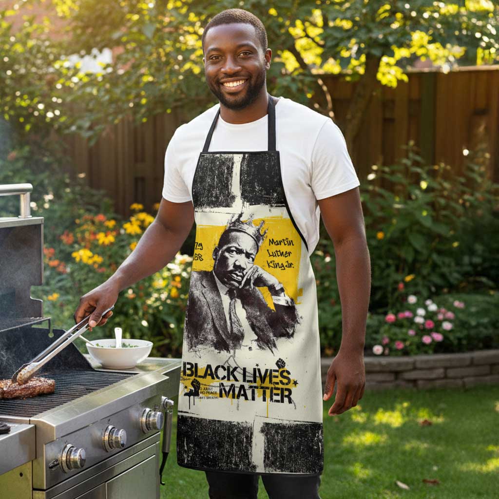 Martin Luther King Jr Apron Black Lives Matter Street Art Portrait Civil Rights Tribute Bold Striped - Wonder Print Shop