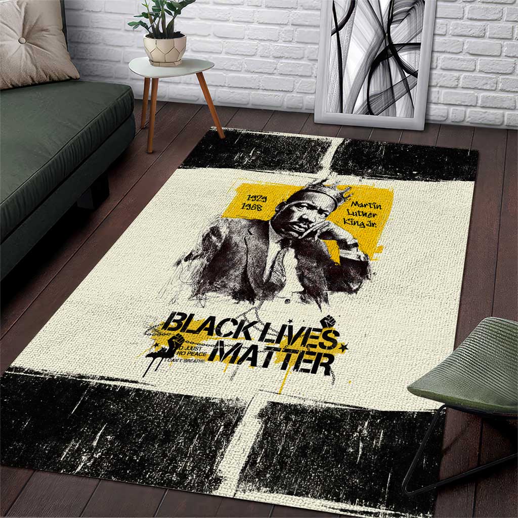Martin Luther King Jr Area Rug Black Lives Matter Street Art Portrait Civil Rights Tribute Bold Striped - Wonder Print Shop