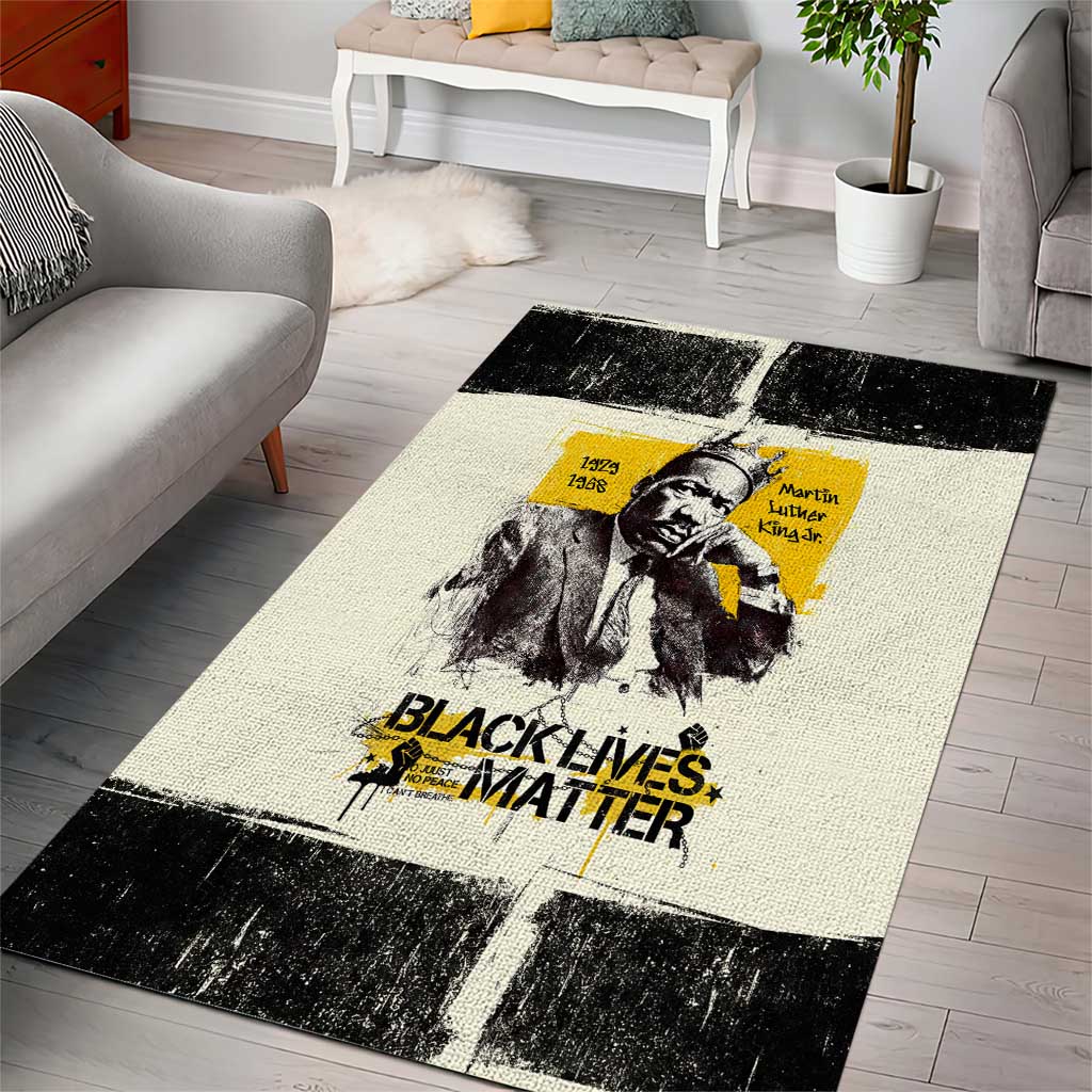 Martin Luther King Jr Area Rug Black Lives Matter Street Art Portrait Civil Rights Tribute Bold Striped - Wonder Print Shop