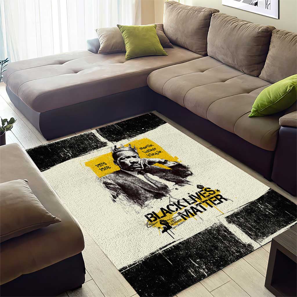 Martin Luther King Jr Area Rug Black Lives Matter Street Art Portrait Civil Rights Tribute Bold Striped - Wonder Print Shop