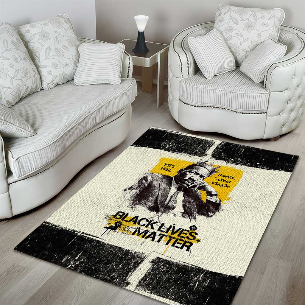 Martin Luther King Jr Area Rug Black Lives Matter Street Art Portrait Civil Rights Tribute Bold Striped - Wonder Print Shop