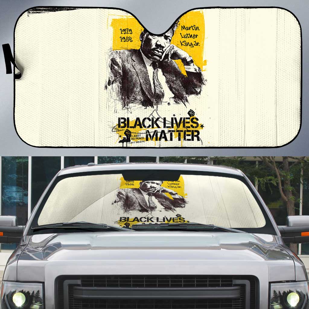 Martin Luther King Jr Auto Sun Shade Black Lives Matter Street Art Portrait Civil Rights Tribute Bold Striped - Wonder Print Shop