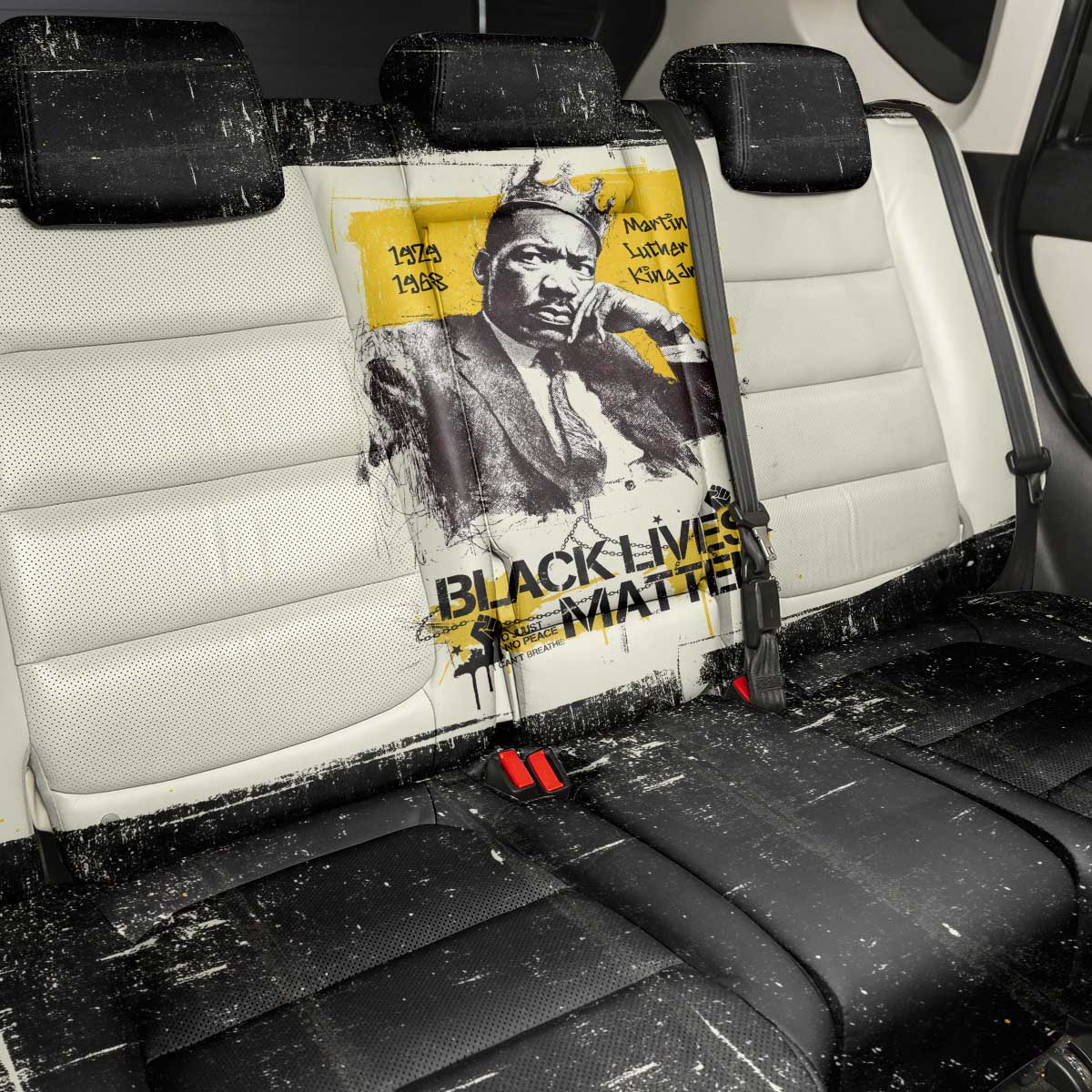 Martin Luther King Jr Back Car Seat Cover Black Lives Matter Street Art Portrait Civil Rights Tribute Bold Striped - Wonder Print Shop