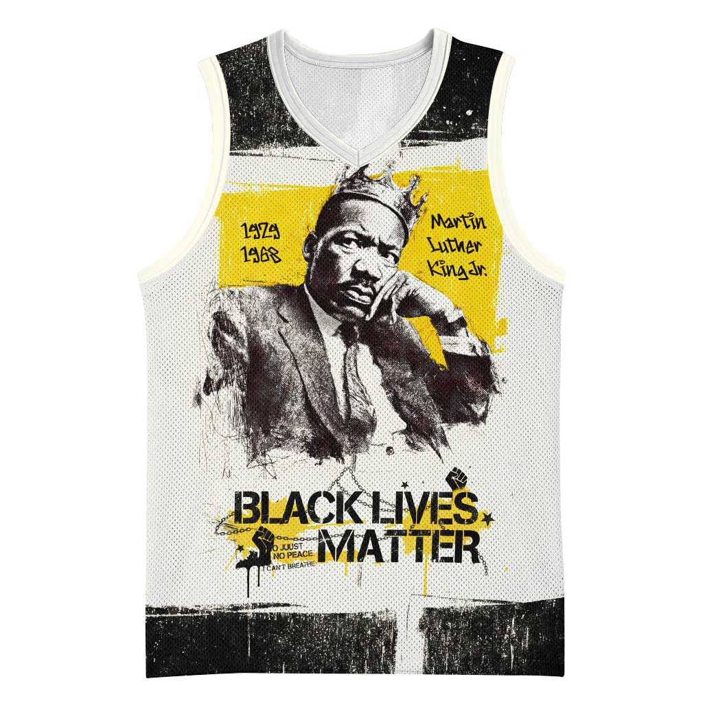 Martin Luther King Jr Basketball Jersey Black Lives Matter Street Art Portrait Civil Rights Tribute Bold Striped - Wonder Print Shop