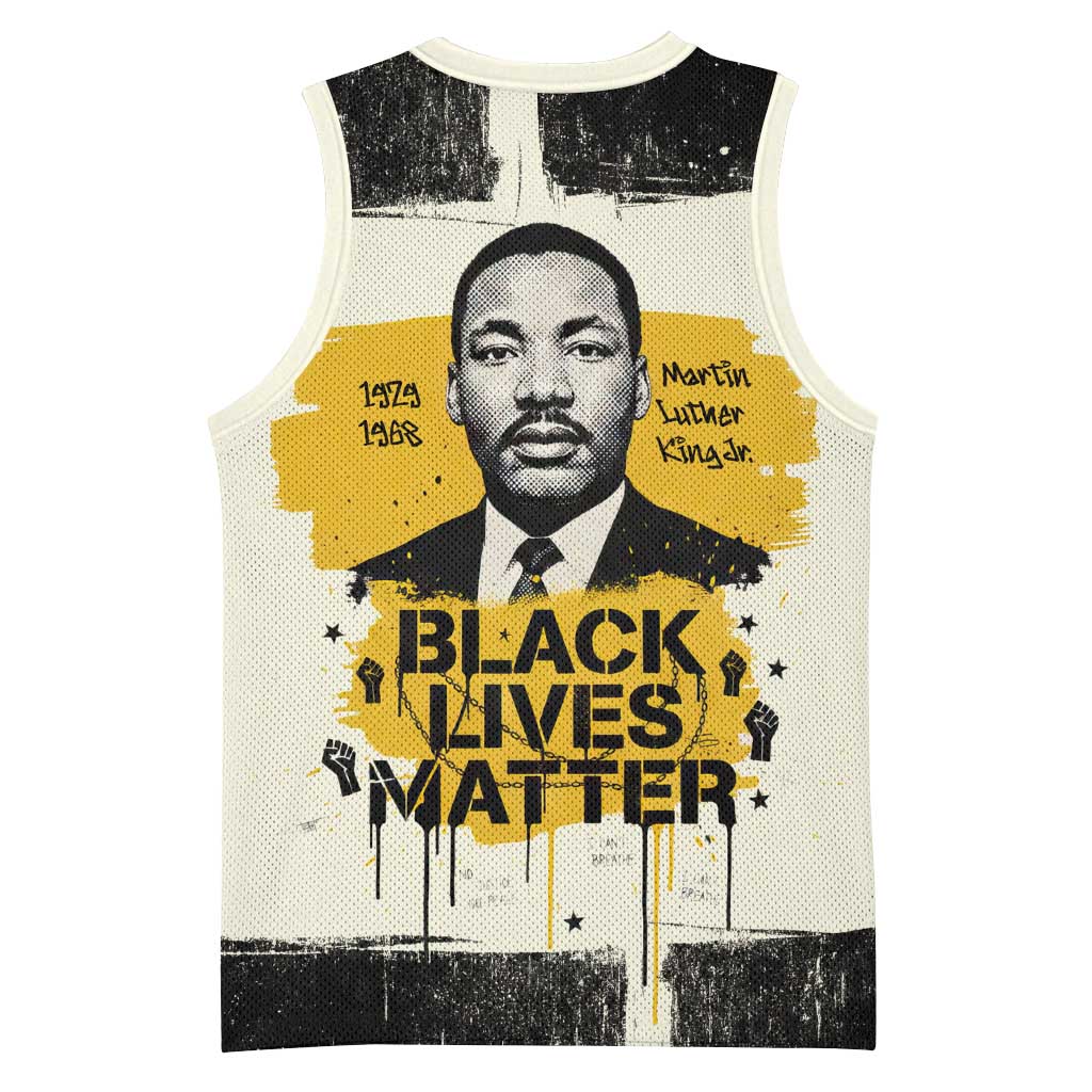 Martin Luther King Jr Basketball Jersey Black Lives Matter Street Art Portrait Civil Rights Tribute Bold Striped - Wonder Print Shop