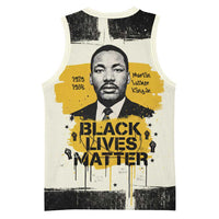 Martin Luther King Jr Basketball Jersey Black Lives Matter Street Art Portrait Civil Rights Tribute Bold Striped - Wonder Print Shop