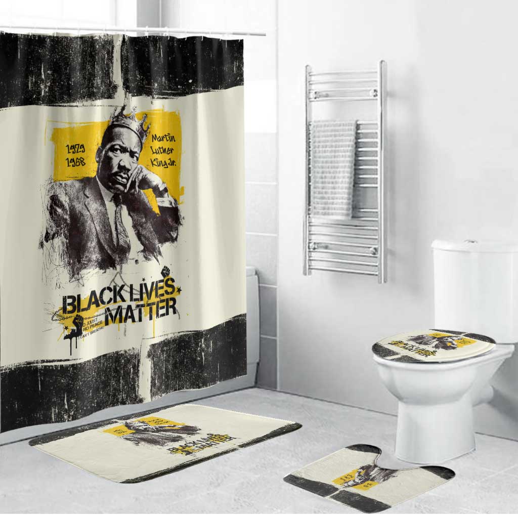 Martin Luther King Jr Bathroom Set Black Lives Matter Street Art Portrait Civil Rights Tribute Bold Striped - Wonder Print Shop