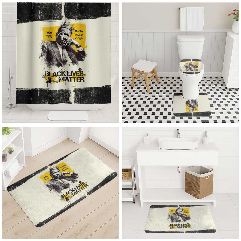 Martin Luther King Jr Bathroom Set Black Lives Matter Street Art Portrait Civil Rights Tribute Bold Striped - Wonder Print Shop