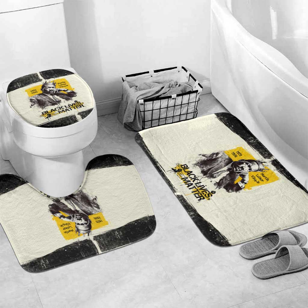 Martin Luther King Jr Bathroom Set Black Lives Matter Street Art Portrait Civil Rights Tribute Bold Striped - Wonder Print Shop
