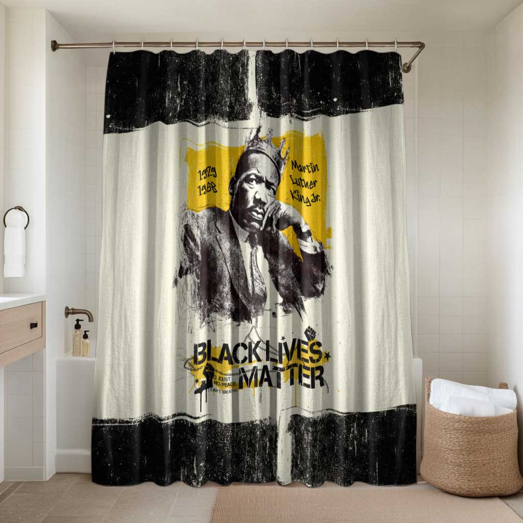 Martin Luther King Jr Bathroom Set Black Lives Matter Street Art Portrait Civil Rights Tribute Bold Striped - Wonder Print Shop