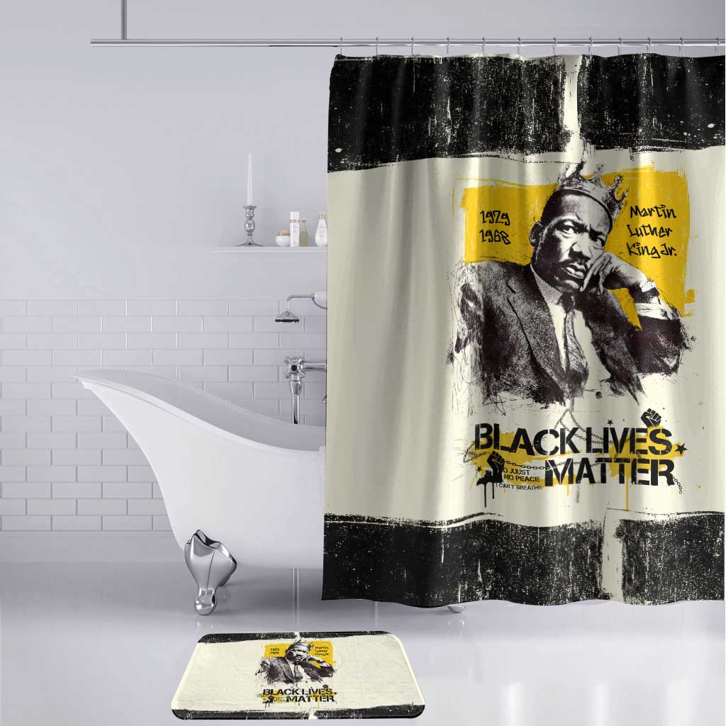 Martin Luther King Jr Bathroom Set Black Lives Matter Street Art Portrait Civil Rights Tribute Bold Striped - Wonder Print Shop