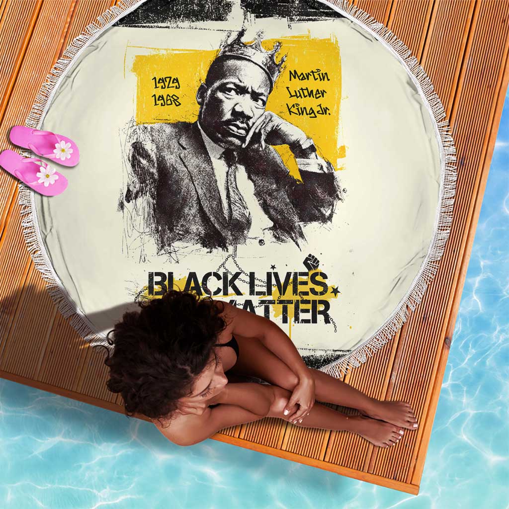 Martin Luther King Jr Beach Blanket Black Lives Matter Street Art Portrait Civil Rights Tribute Bold Striped - Wonder Print Shop