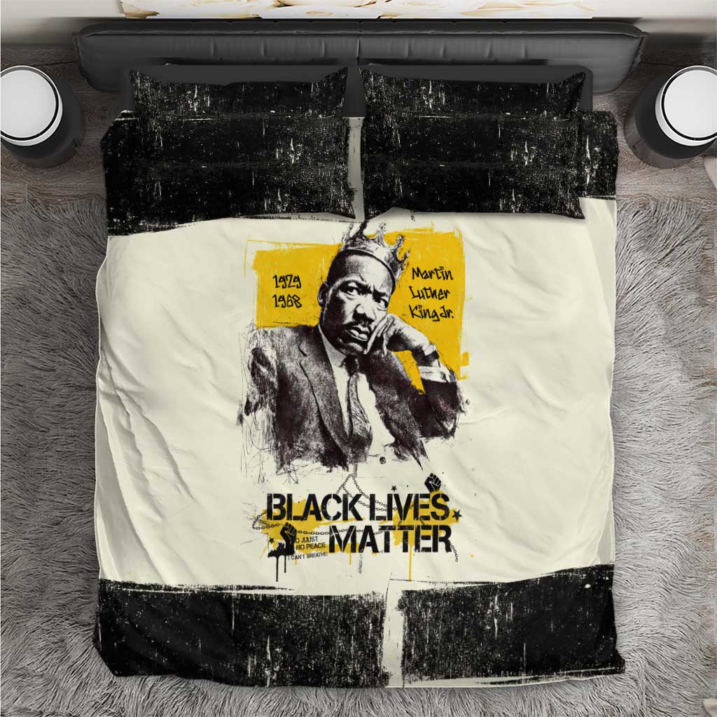 Martin Luther King Jr Bedding Set Black Lives Matter Street Art Portrait Civil Rights Tribute Bold Striped - Wonder Print Shop
