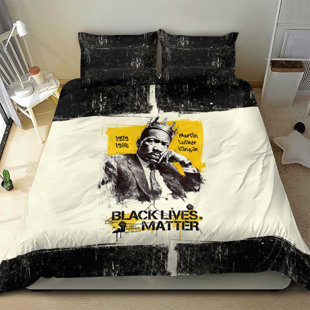 Martin Luther King Jr Bedding Set Black Lives Matter Street Art Portrait Civil Rights Tribute Bold Striped - Wonder Print Shop