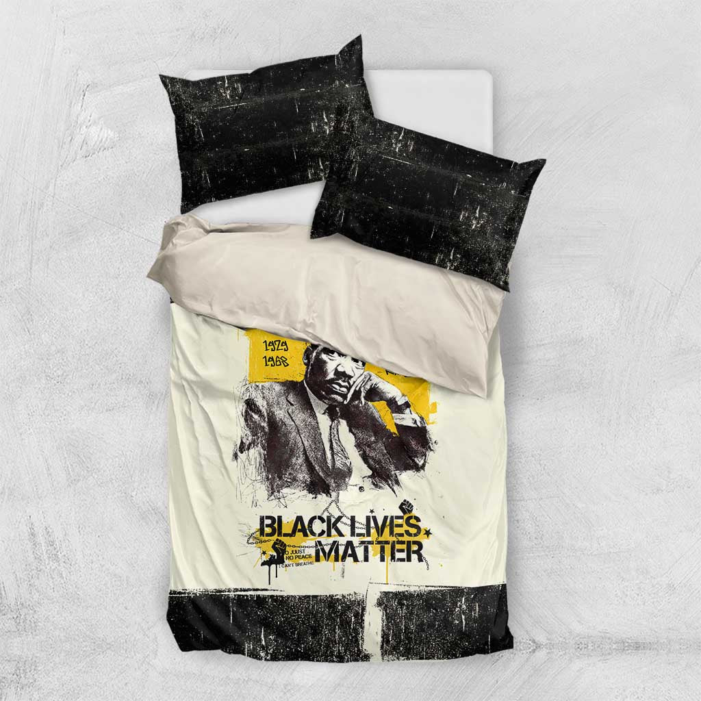 Martin Luther King Jr Bedding Set Black Lives Matter Street Art Portrait Civil Rights Tribute Bold Striped - Wonder Print Shop
