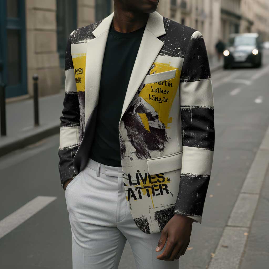 Martin Luther King Jr Blazer Black Lives Matter Street Art Portrait Civil Rights Tribute Bold Striped - Wonder Print Shop