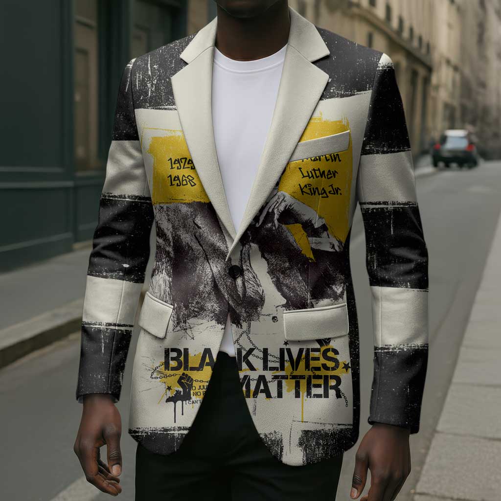Martin Luther King Jr Blazer Black Lives Matter Street Art Portrait Civil Rights Tribute Bold Striped - Wonder Print Shop