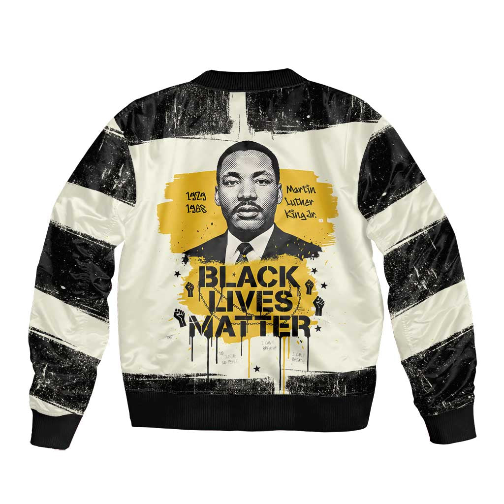 Martin Luther King Jr Bomber Jacket Black Lives Matter Street Art Portrait Civil Rights Tribute Bold Striped - Wonder Print Shop