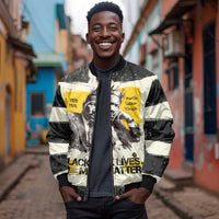 Martin Luther King Jr Bomber Jacket Black Lives Matter Street Art Portrait Civil Rights Tribute Bold Striped - Wonder Print Shop