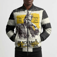 Martin Luther King Jr Bomber Puffer Jacket Black Lives Matter Street Art Portrait Civil Rights Tribute Bold Striped - Wonder Print Shop