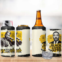Martin Luther King Jr 4 in 1 Can Cooler Tumbler Black Lives Matter Street Art Portrait Civil Rights Tribute Bold Striped - Wonder Print Shop