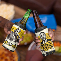 Martin Luther King Jr 4 in 1 Can Cooler Tumbler Black Lives Matter Street Art Portrait Civil Rights Tribute Bold Striped - Wonder Print Shop