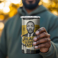 Martin Luther King Jr 4 in 1 Can Cooler Tumbler Black Lives Matter Street Art Portrait Civil Rights Tribute Bold Striped - Wonder Print Shop