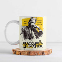 Martin Luther King Jr Ceramic Mug Black Lives Matter Street Art Portrait Civil Rights Tribute Bold Striped - Wonder Print Shop