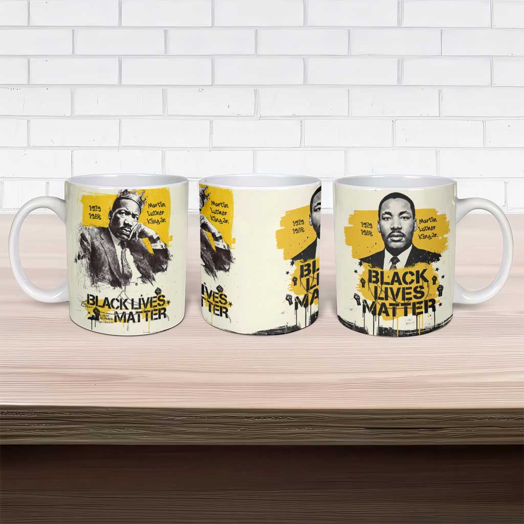 Martin Luther King Jr Ceramic Mug Black Lives Matter Street Art Portrait Civil Rights Tribute Bold Striped - Wonder Print Shop