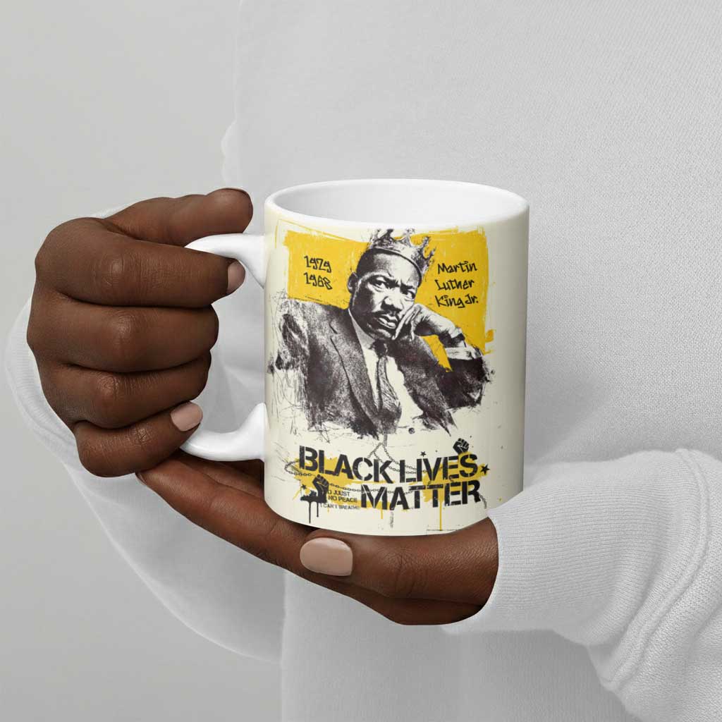 Martin Luther King Jr Ceramic Mug Black Lives Matter Street Art Portrait Civil Rights Tribute Bold Striped - Wonder Print Shop