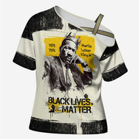 Martin Luther King Jr Cross Shoulder Shirt Black Lives Matter Street Art Portrait Civil Rights Tribute Bold Striped - Wonder Print Shop