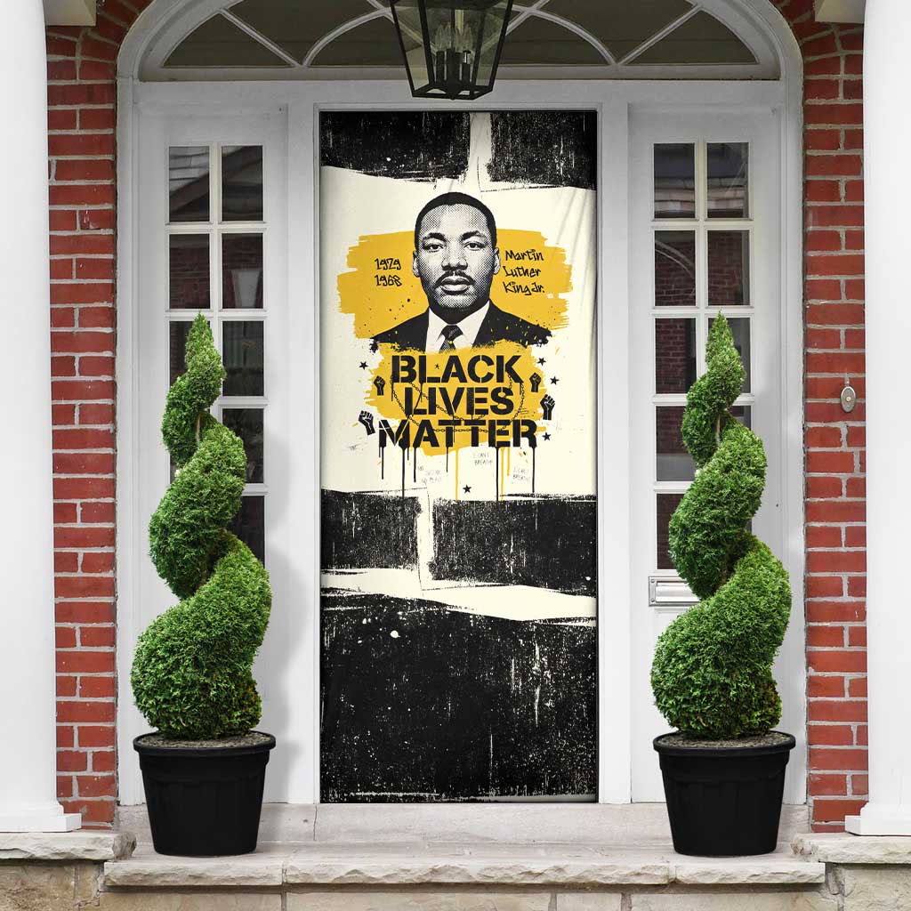 Martin Luther King Jr Door Cover Black Lives Matter Street Art Portrait Civil Rights Tribute Bold Striped - Wonder Print Shop