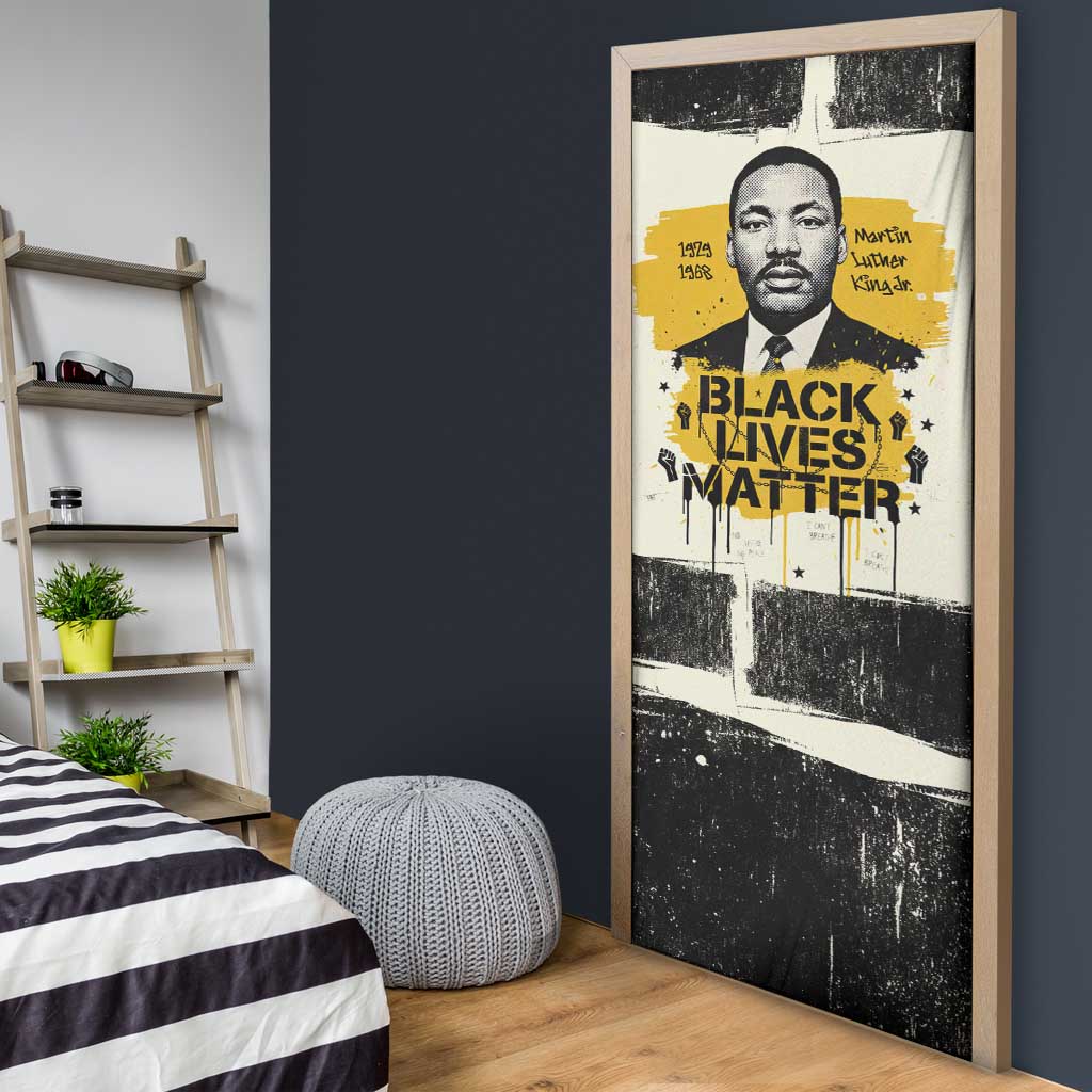 Martin Luther King Jr Door Cover Black Lives Matter Street Art Portrait Civil Rights Tribute Bold Striped - Wonder Print Shop