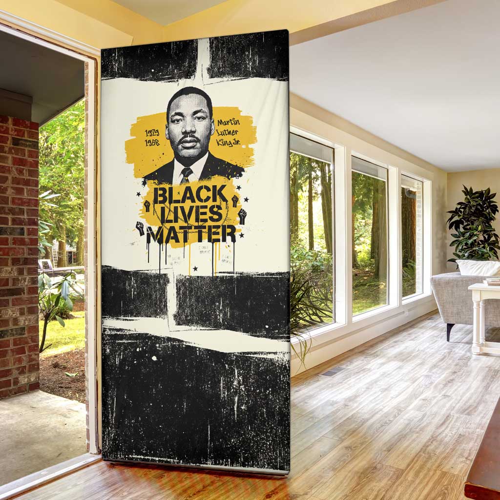 Martin Luther King Jr Door Cover Black Lives Matter Street Art Portrait Civil Rights Tribute Bold Striped - Wonder Print Shop
