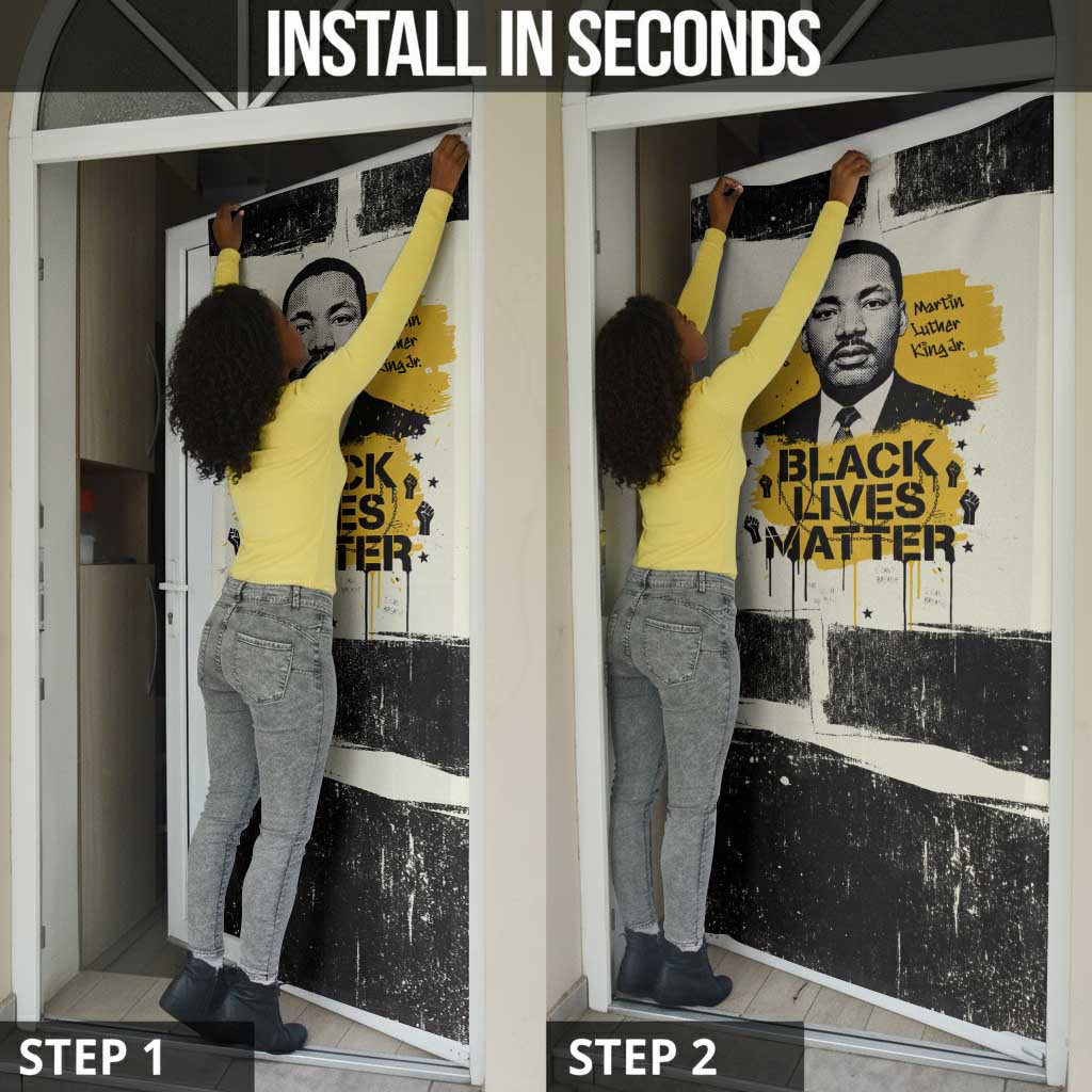 Martin Luther King Jr Door Cover Black Lives Matter Street Art Portrait Civil Rights Tribute Bold Striped - Wonder Print Shop