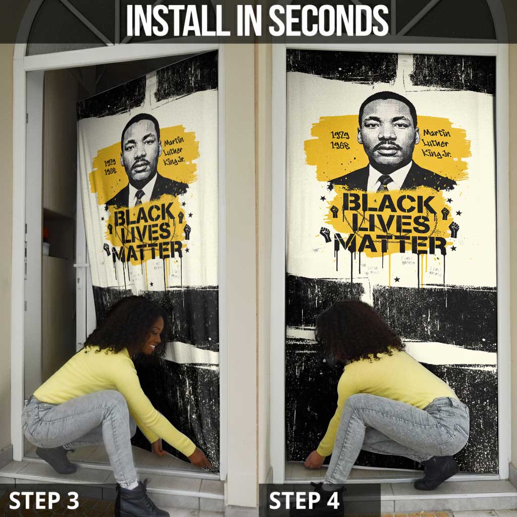 Martin Luther King Jr Door Cover Black Lives Matter Street Art Portrait Civil Rights Tribute Bold Striped - Wonder Print Shop