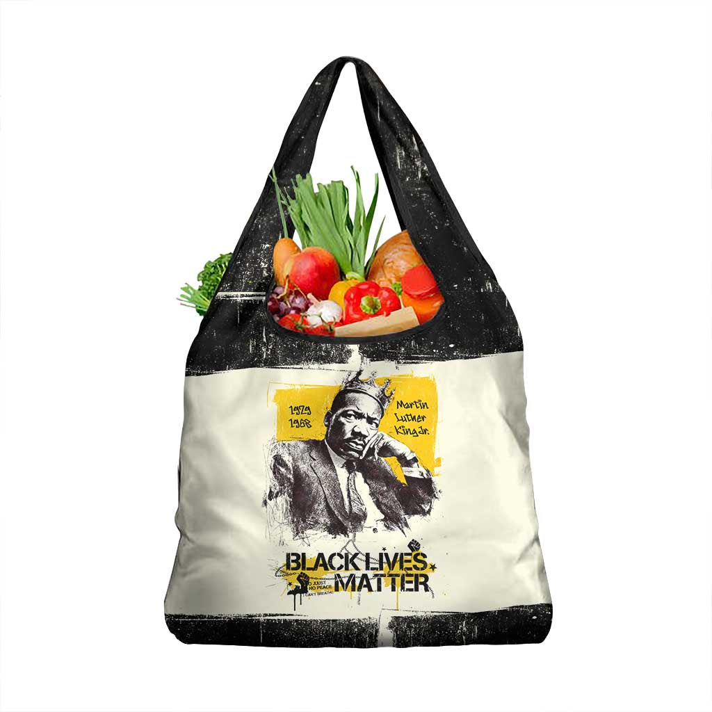 Martin Luther King Jr Grocery Bag Black Lives Matter Street Art Portrait Civil Rights Tribute Bold Striped - Wonder Print Shop