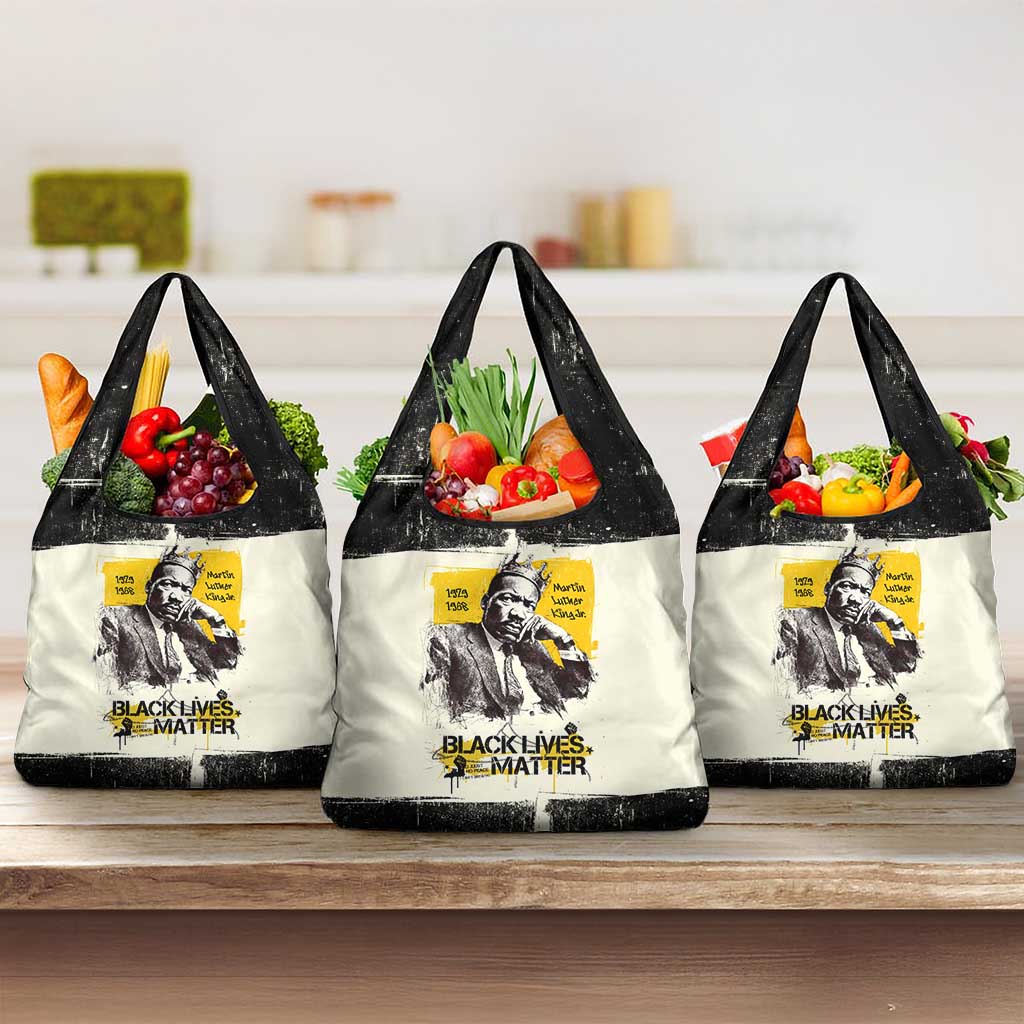 Martin Luther King Jr Grocery Bag Black Lives Matter Street Art Portrait Civil Rights Tribute Bold Striped - Wonder Print Shop
