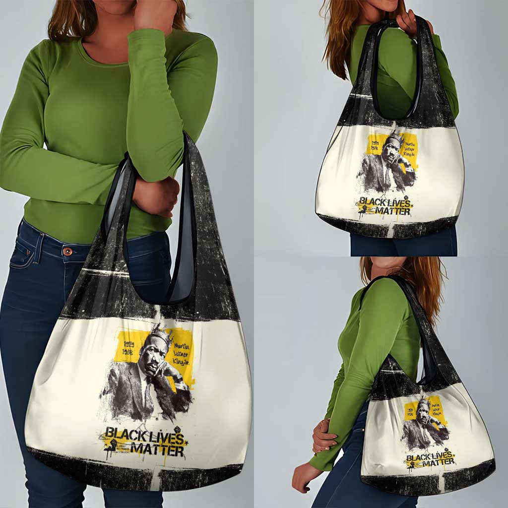Martin Luther King Jr Grocery Bag Black Lives Matter Street Art Portrait Civil Rights Tribute Bold Striped - Wonder Print Shop