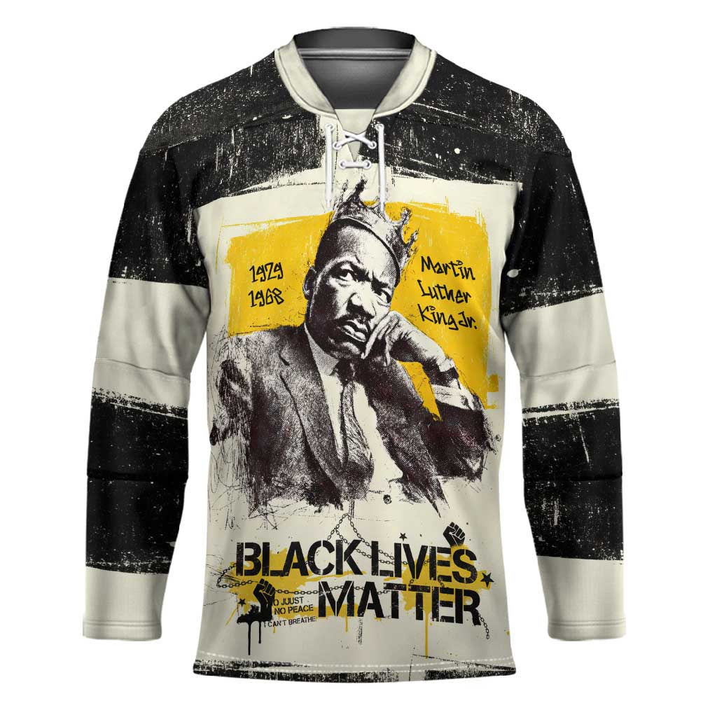 Martin Luther King Jr Hockey Jersey Black Lives Matter Street Art Portrait Civil Rights Tribute Bold Striped - Wonder Print Shop