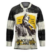 Martin Luther King Jr Hockey Jersey Black Lives Matter Street Art Portrait Civil Rights Tribute Bold Striped - Wonder Print Shop