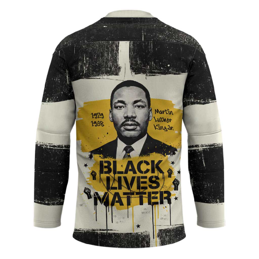 Martin Luther King Jr Hockey Jersey Black Lives Matter Street Art Portrait Civil Rights Tribute Bold Striped - Wonder Print Shop