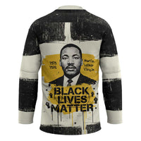 Martin Luther King Jr Hockey Jersey Black Lives Matter Street Art Portrait Civil Rights Tribute Bold Striped - Wonder Print Shop