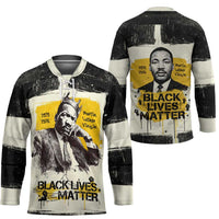 Martin Luther King Jr Hockey Jersey Black Lives Matter Street Art Portrait Civil Rights Tribute Bold Striped - Wonder Print Shop