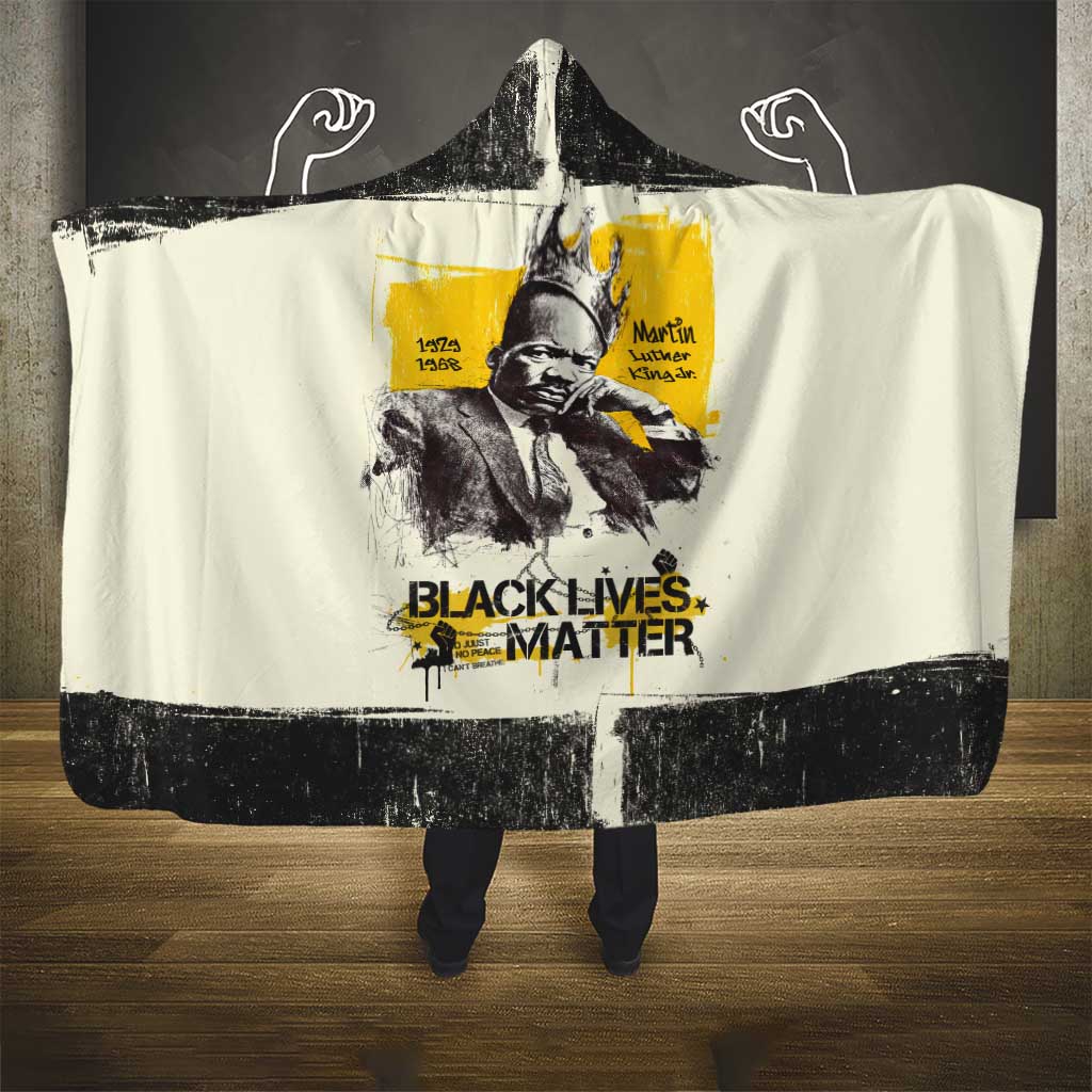 Martin Luther King Jr Hooded Blanket Black Lives Matter Street Art Portrait Civil Rights Tribute Bold Striped - Wonder Print Shop